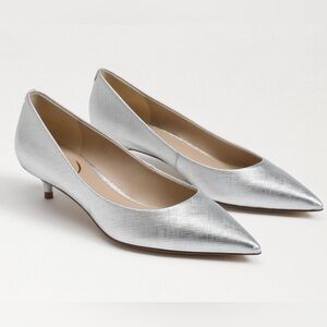 New Sam Edelman Franci Kitten Heel Pump in Silver Size 6.5